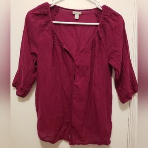 Old Navy Dark Pink 3/4 Sleeve Top, Size Small